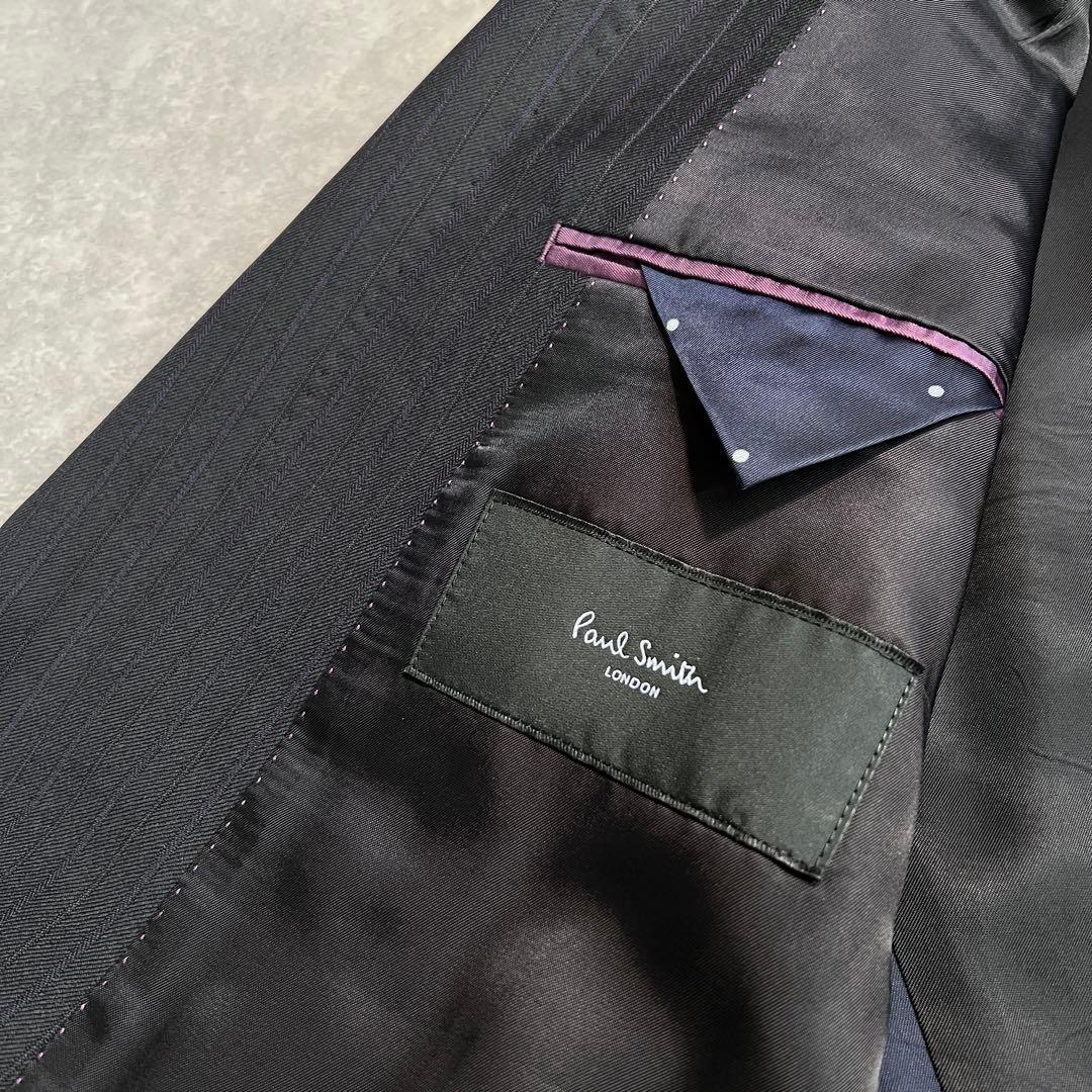 【美品】ポールスミス×ゼニア スーツセットアップ ネイビー ストライプ L2