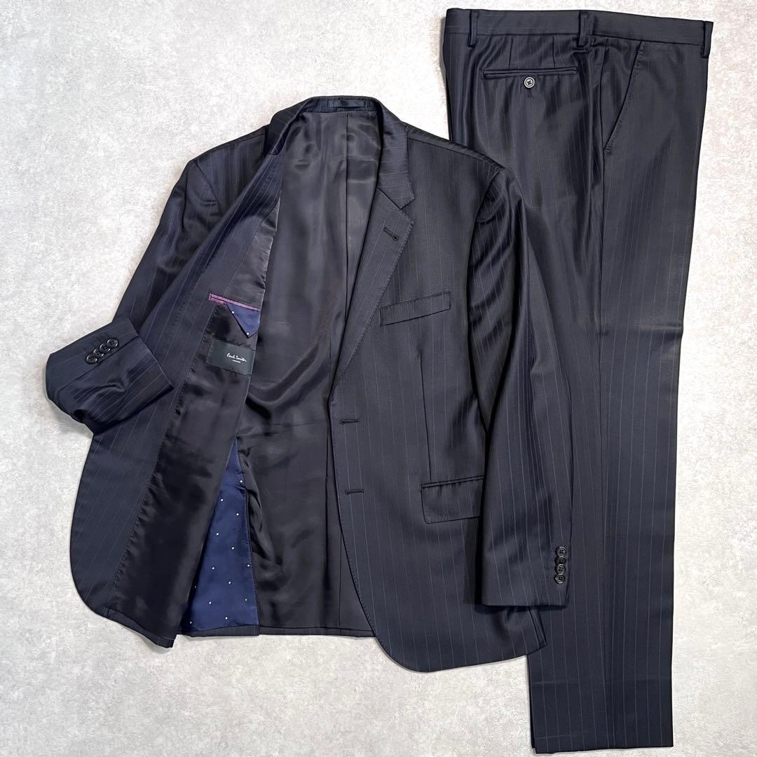 【美品】ポールスミス×ゼニア スーツセットアップ ネイビー ストライプ L2