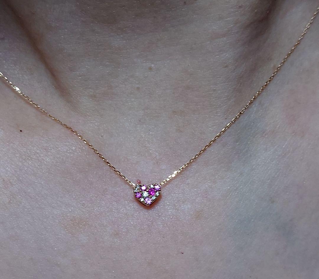 K18 ピンクゴールドネックチェーン 天然ダイヤモンド ルビー