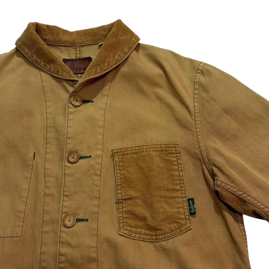 Go hemp ショールカラー カバーオール M 茶色 コーデュロイ ブラウン