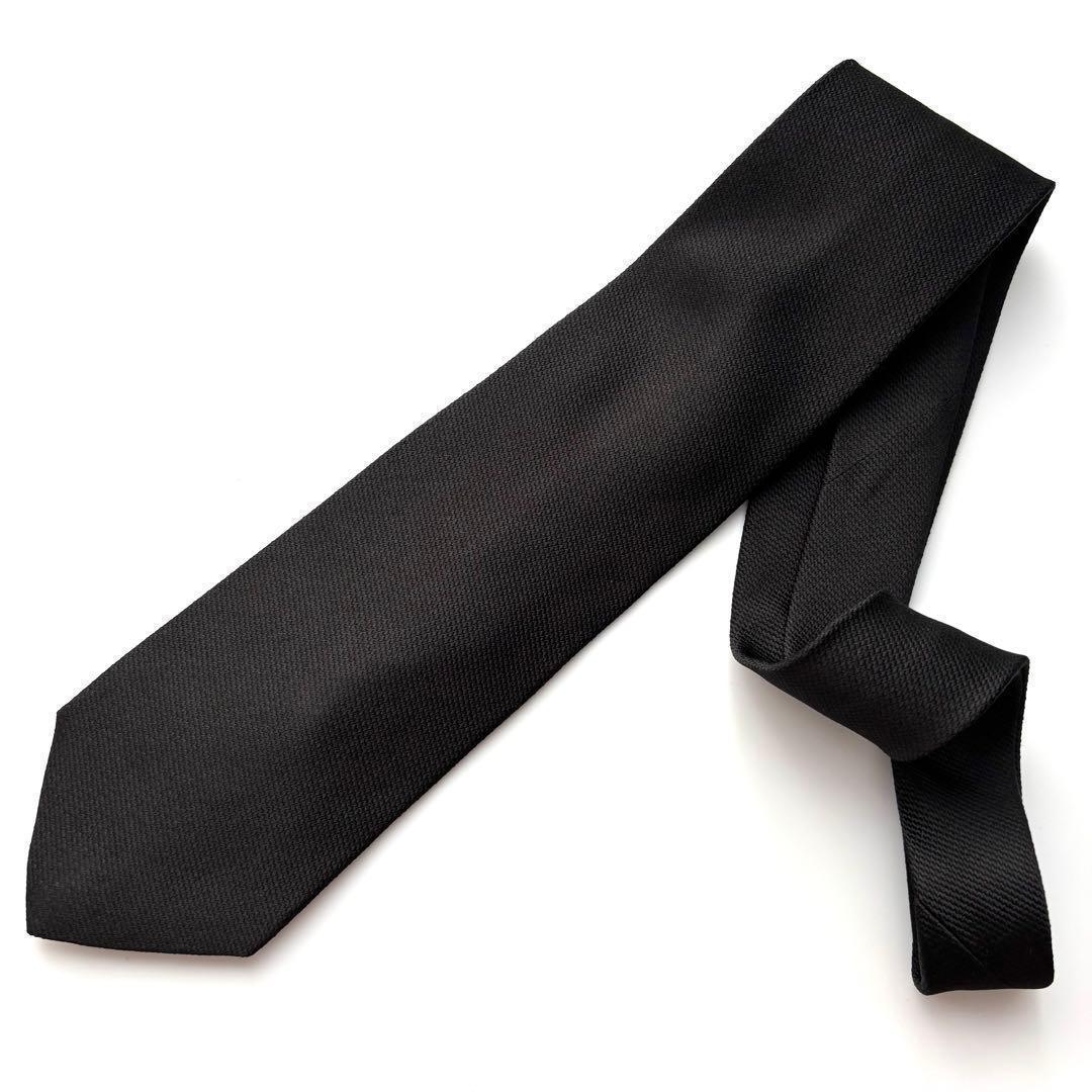 ꧁美品꧂ ジョルジオアルマーニ ネクタイ 無地 ソリッドタイ ブラック 光沢