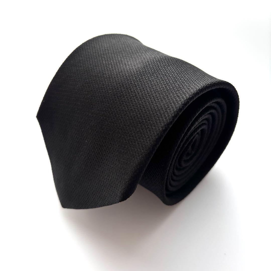 ꧁美品꧂ ジョルジオアルマーニ ネクタイ 無地 ソリッドタイ ブラック 光沢