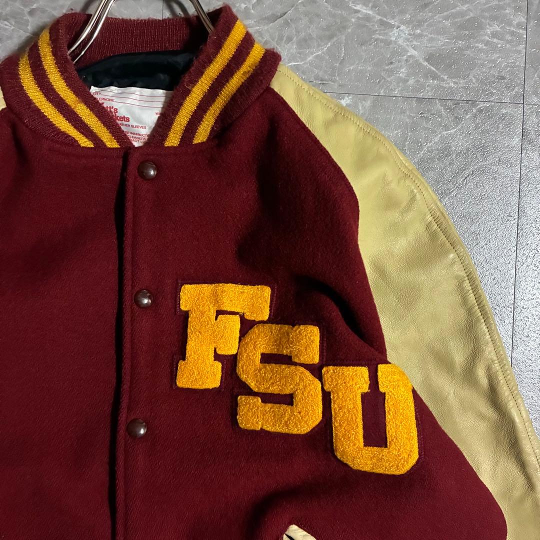 80s Matt's Jackets FSU カレッジ刺繍 スタジャン レザー袖