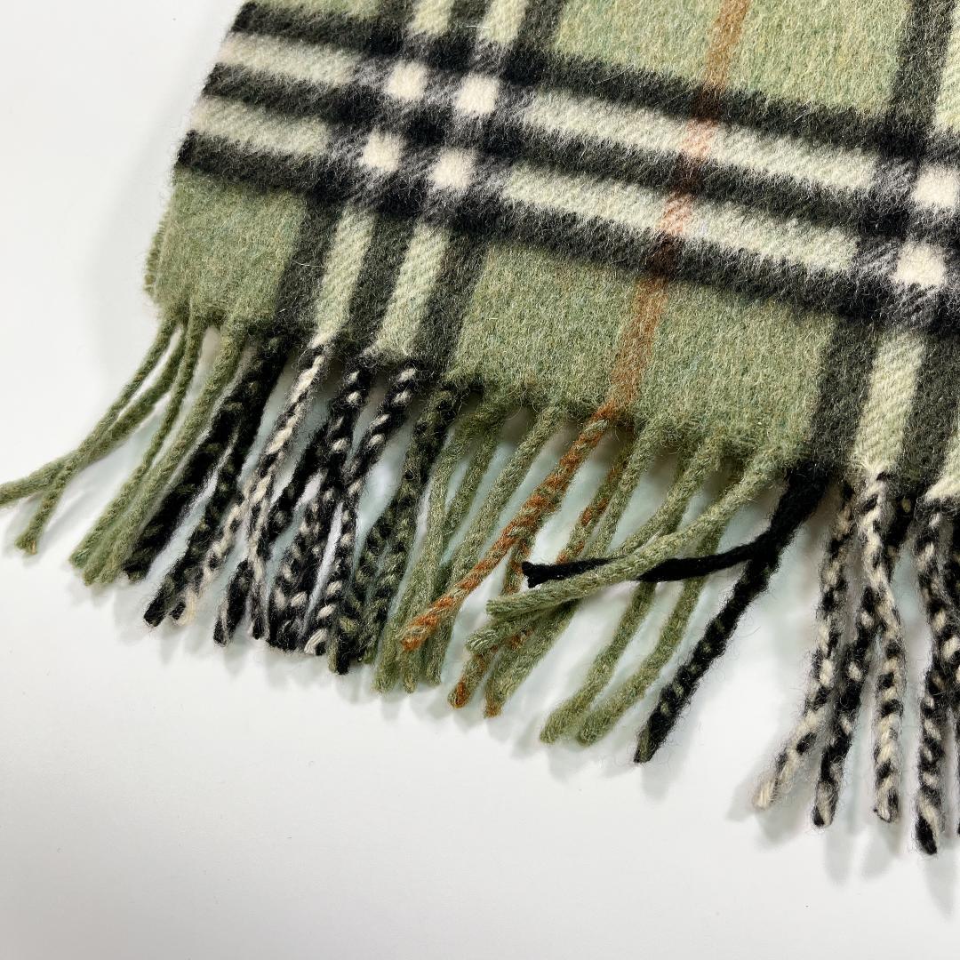 BURBERRY LONDON カシミヤ100 マフラー チェック柄 英国製 緑
