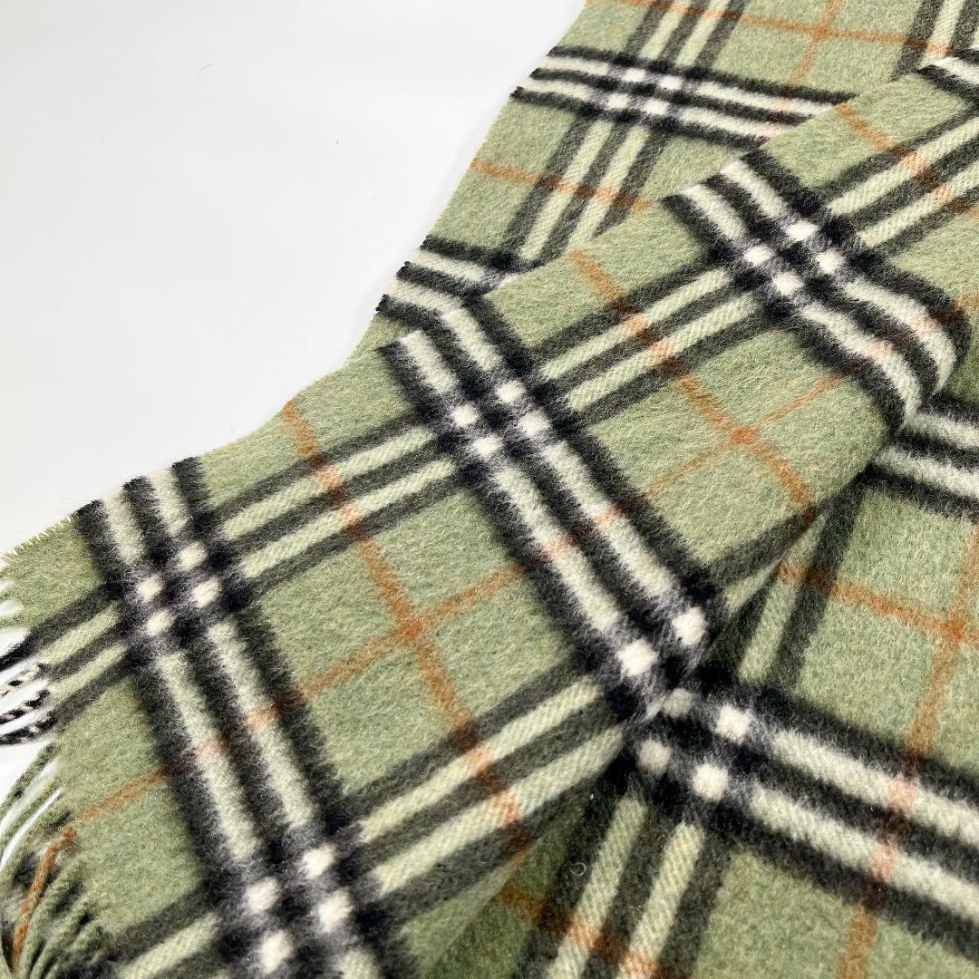 BURBERRY LONDON カシミヤ100 マフラー チェック柄 英国製 緑