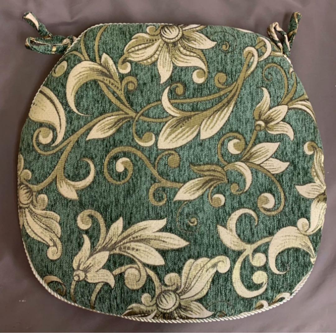 さくら様10/1入荷シェニールダイニングシートクッショングリーン 6枚セット