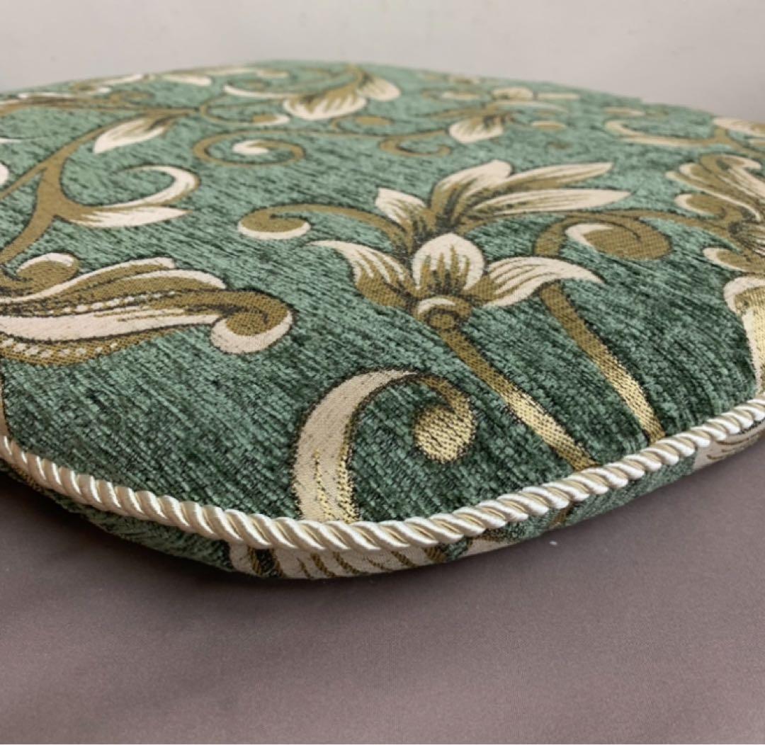 さくら様10/1入荷シェニールダイニングシートクッショングリーン 6枚セット