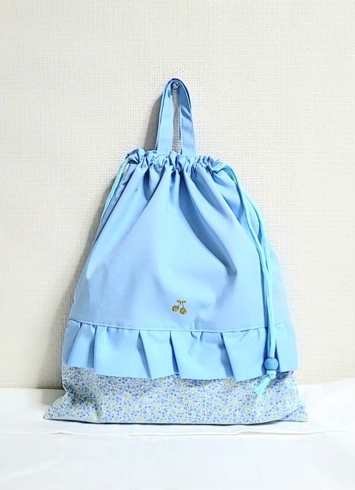 ま☆88.入園入学セット　女の子　水色フリル付き3点セット☆追加あり