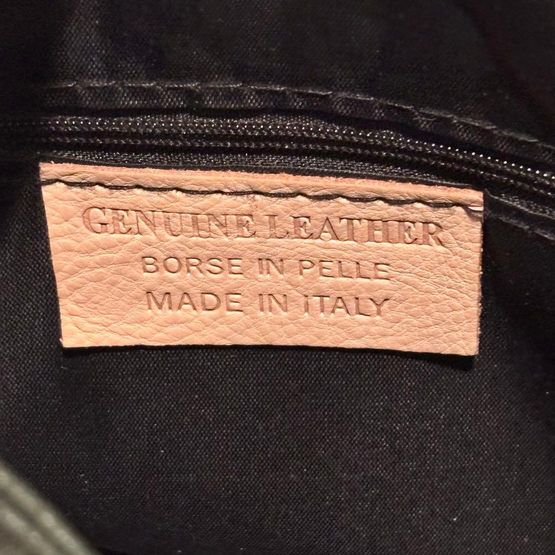 新品未使用 イタリア製 本革 ★グリーン タッセル付き 大型トートバッグ