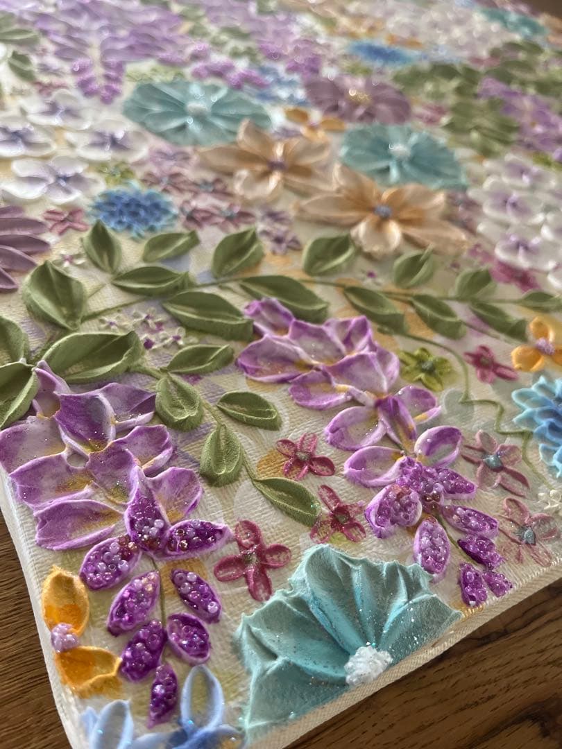 花柄　絵画 藤の花 藤 藤の絵 藤柄 テクスチャーアート ボタニカル