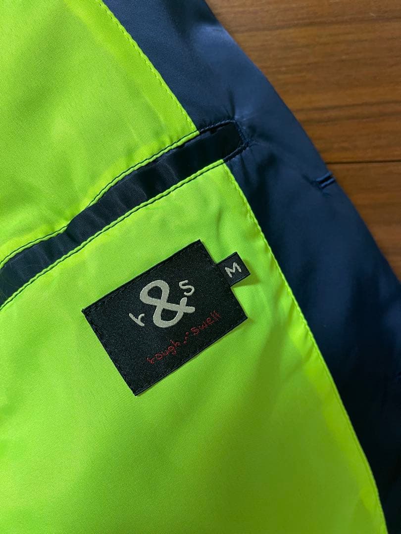 rough&swell MA1スタイルジャケット 紺&ライムイエロー Mサイズ