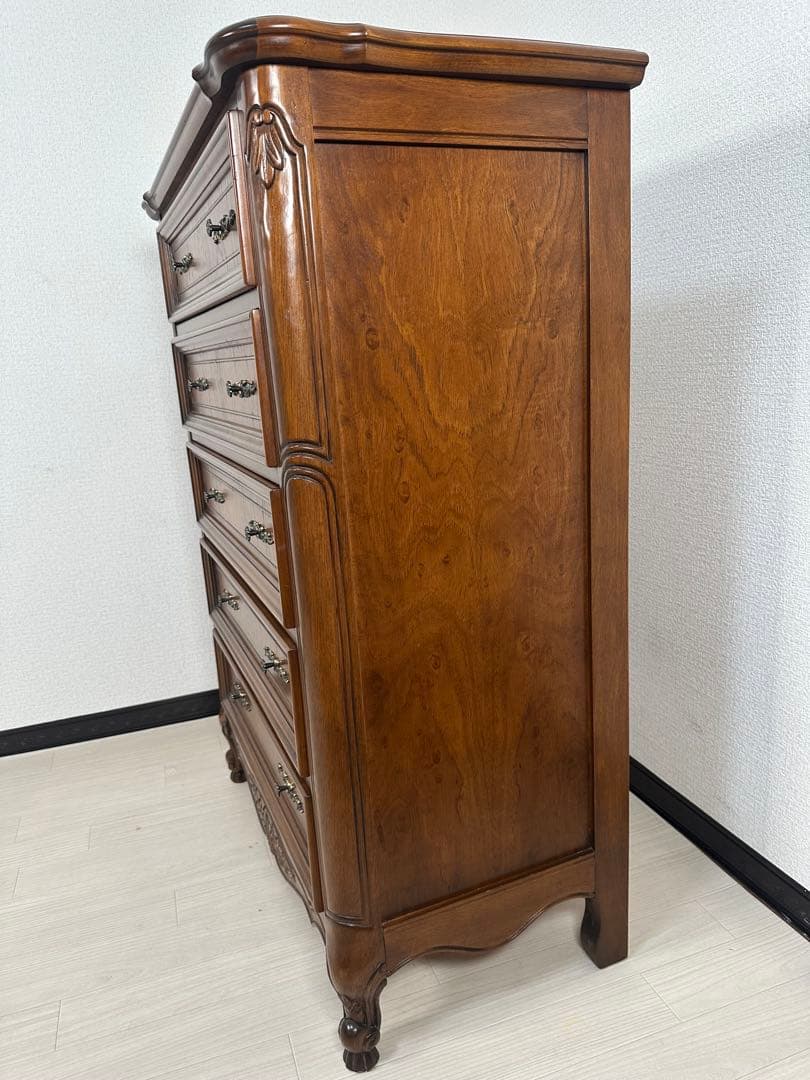 【展示品】英国 アンティーク調 チェスト 5段レリーフ ヨーロッパ ※i4※