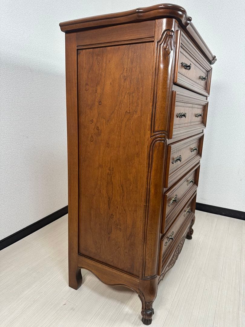 【展示品】英国 アンティーク調 チェスト 5段レリーフ ヨーロッパ ※i4※