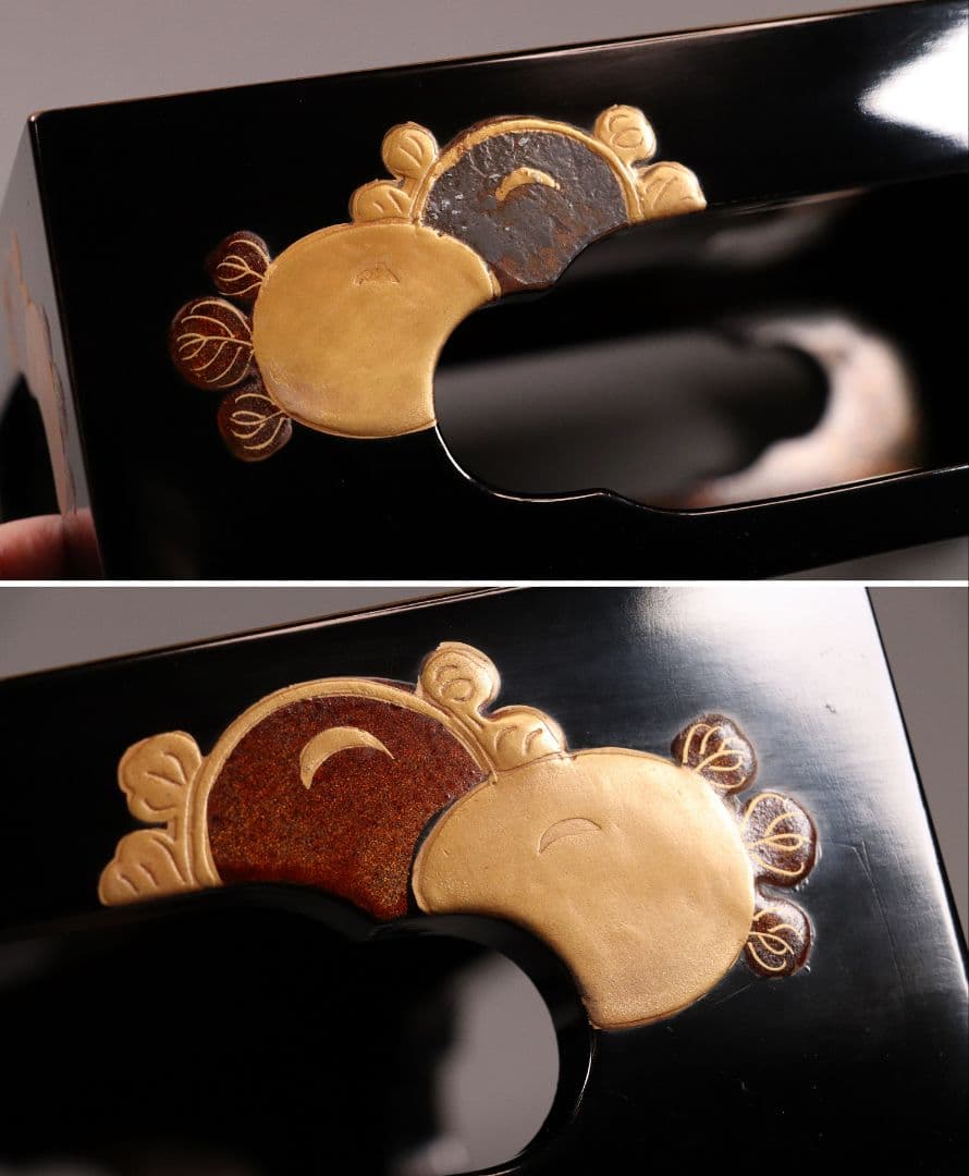 専用 MA24 時代木製漆器 光琳蒔絵 五段重 重台 菊蝶金銀蒔絵 螺鈿 黒塗