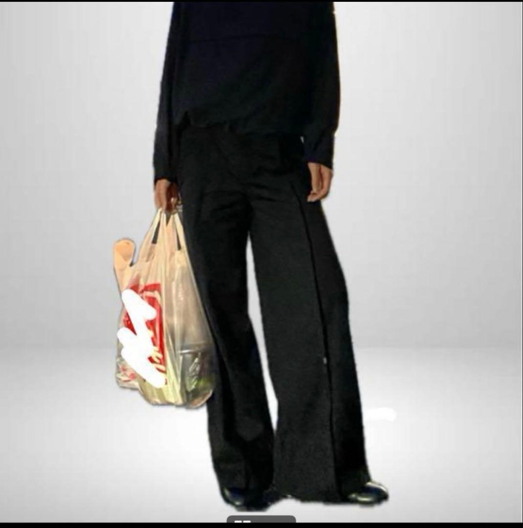 C2H4 ブラック Tortuosily Shaped ワイドパンツ