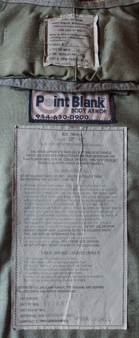 実物放出品　PointBlank製　OTVボディーアーマー(M)＋FLCベスト