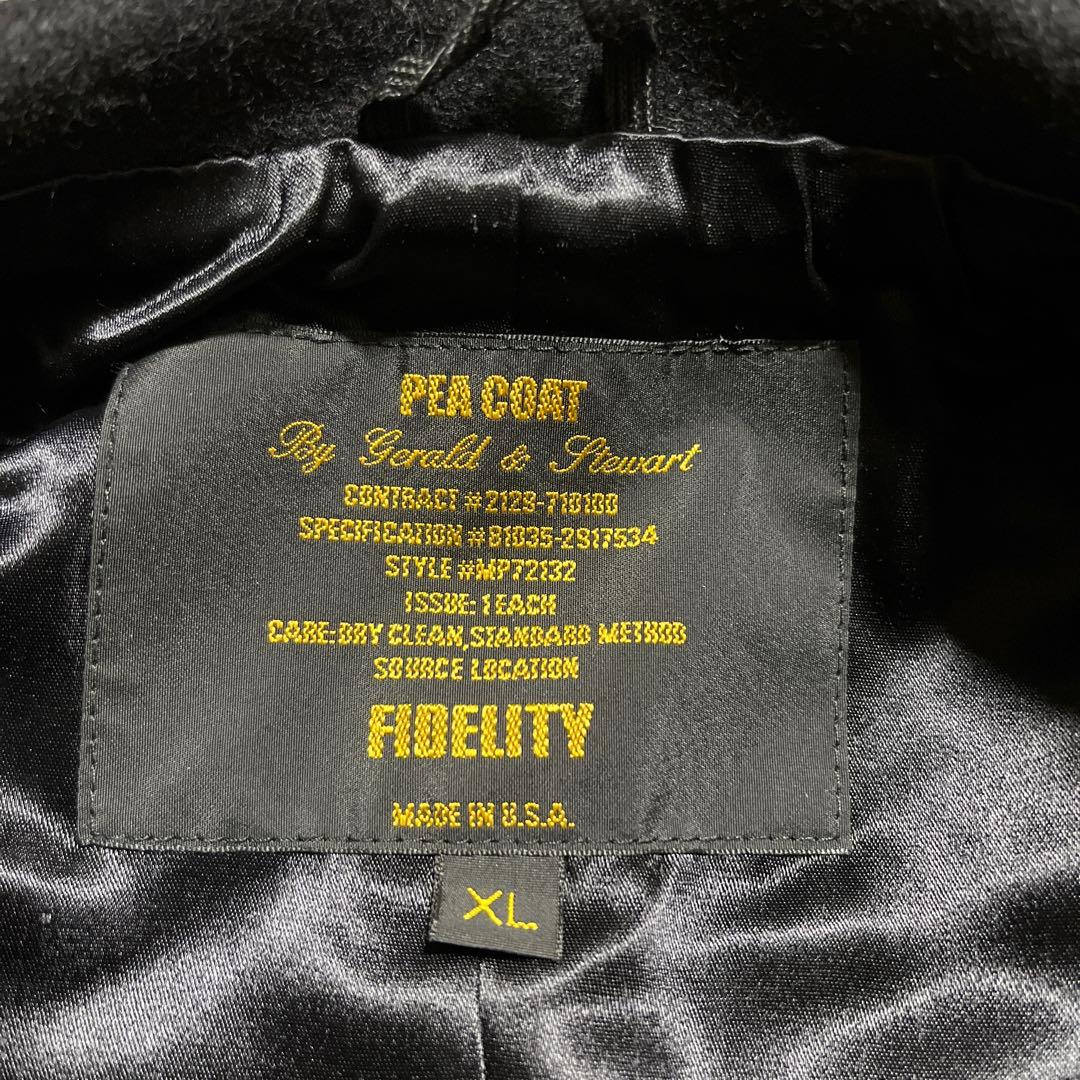 【美品】フィデリティ　Fidelity ウール　Pコート　ミリタリー　XL 黒