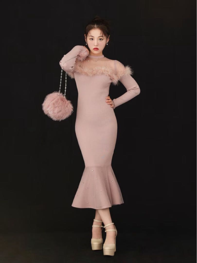 mmeeme エムミーエメ　ビジューマーメイドロングワンピース