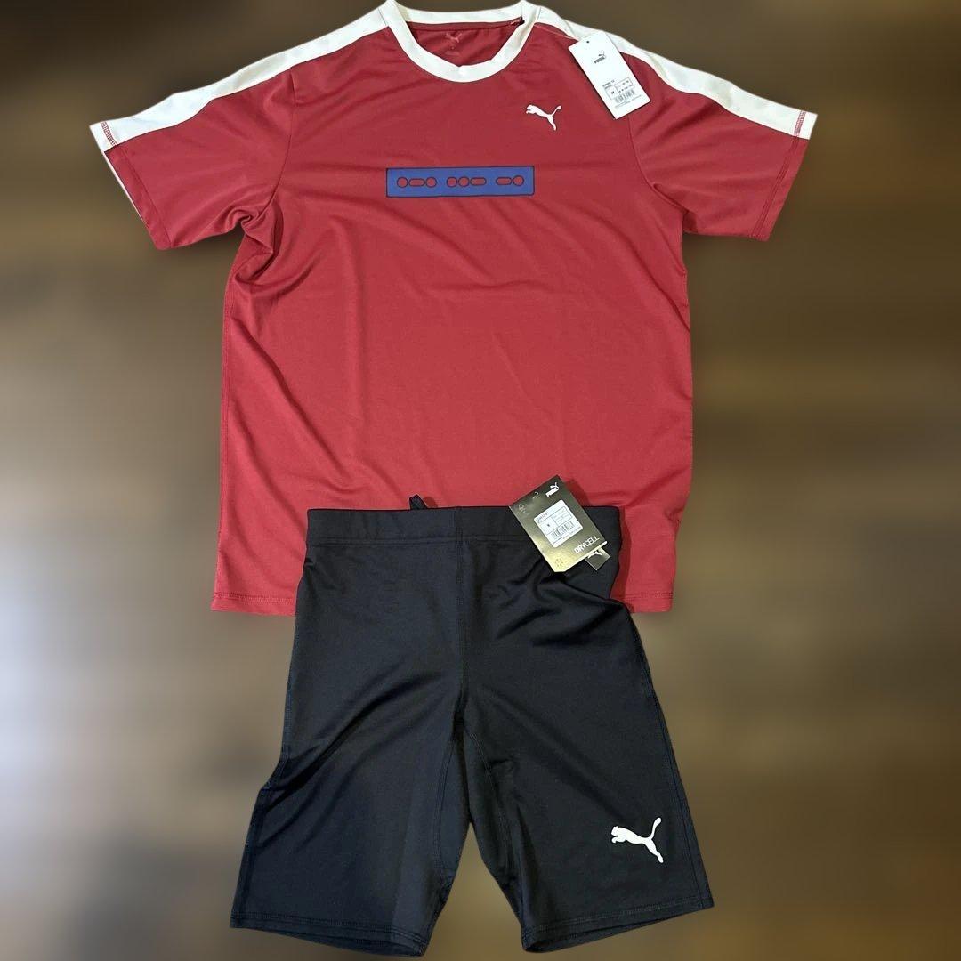 【M】 PUMA プーマ RF ランニングTシャツ ショートタイツ セットアップ