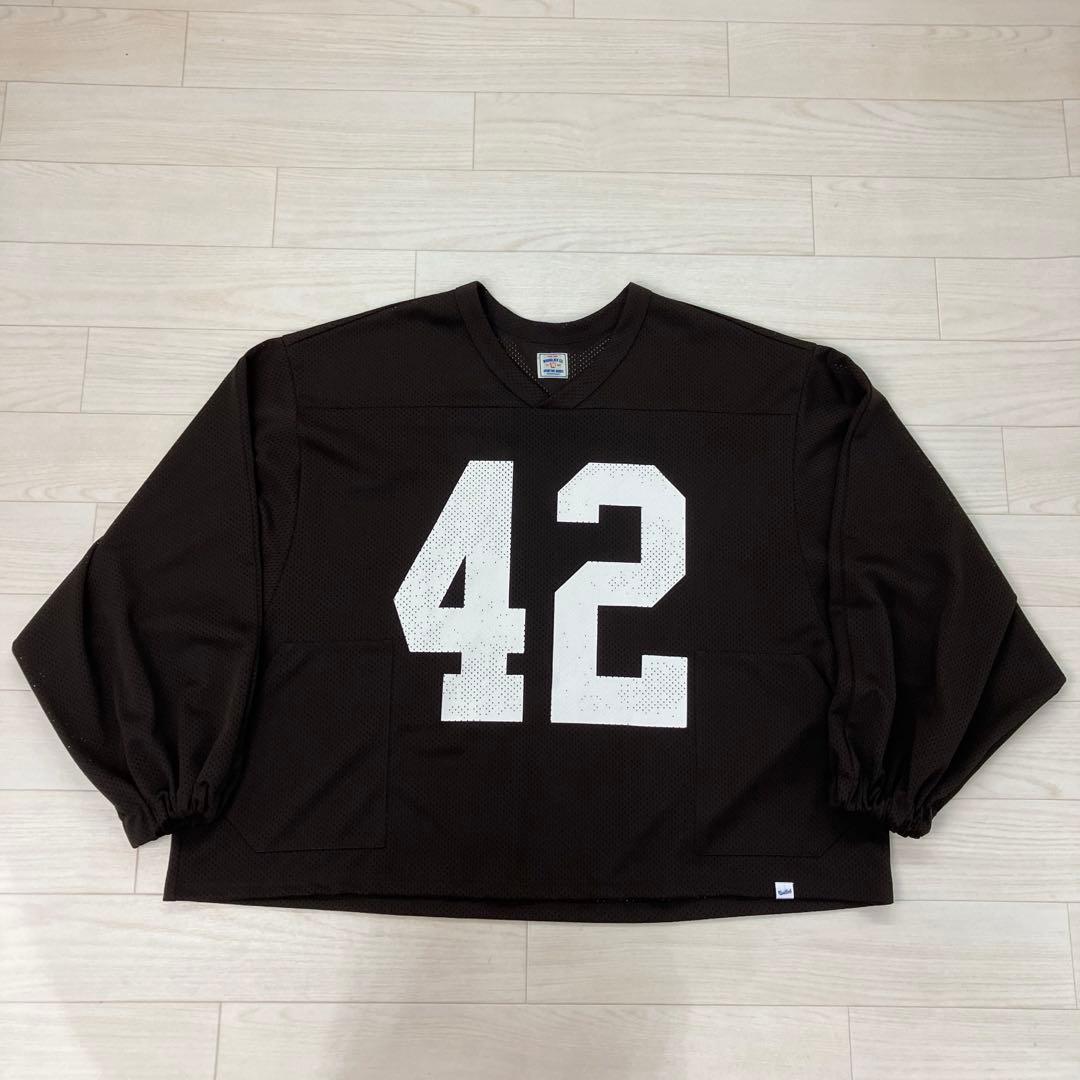 WOODBLOCK フットボール 長袖シャツ メッシュ素材 茶色 XL