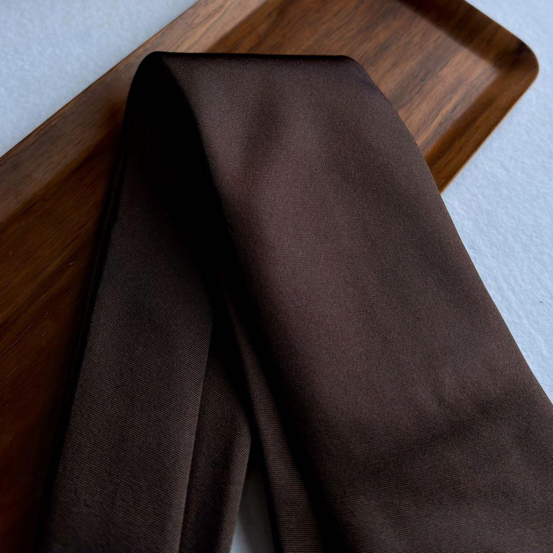 〔美品〕イタリア セッテピエゲ ハンドメイド ネクタイ ブラウン ソリッドタイ
