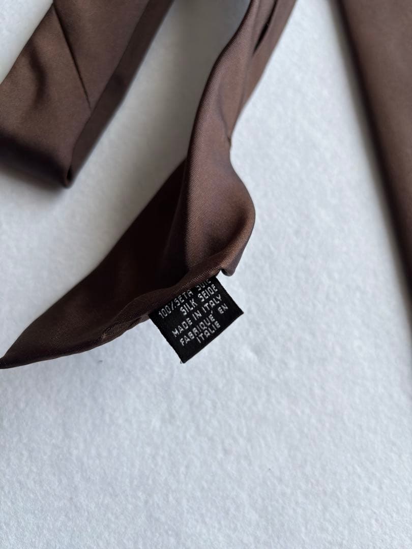 〔美品〕イタリア セッテピエゲ ハンドメイド ネクタイ ブラウン ソリッドタイ
