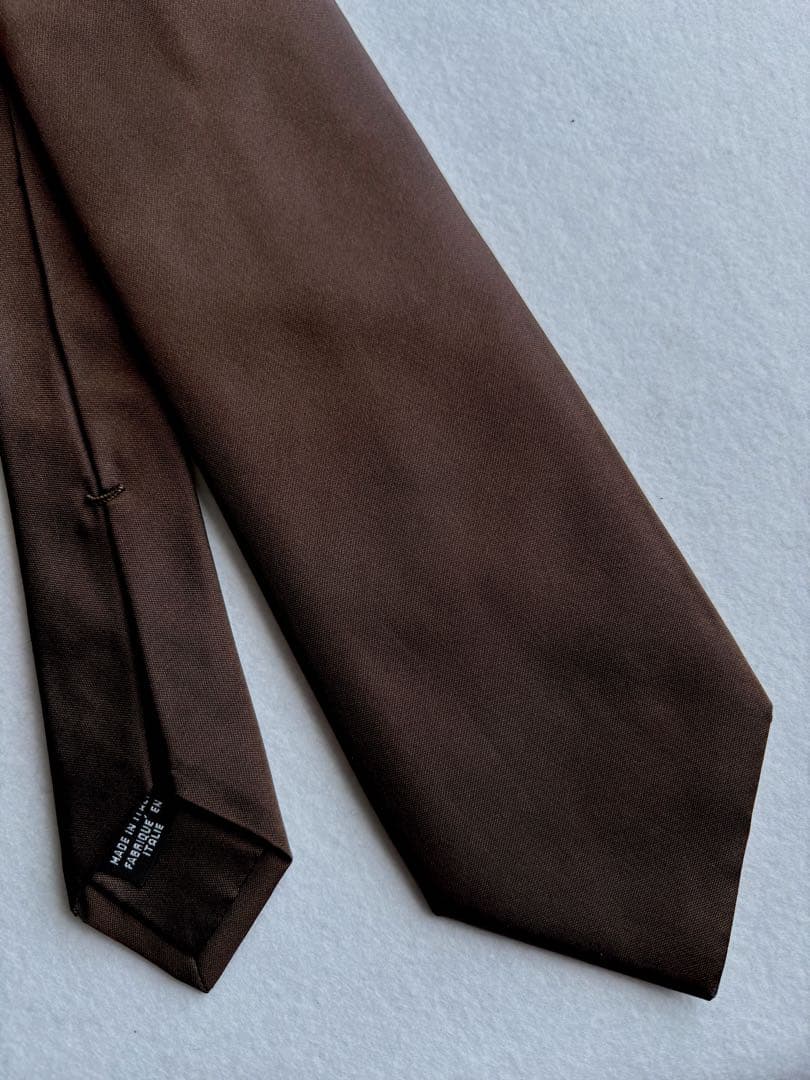 〔美品〕イタリア セッテピエゲ ハンドメイド ネクタイ ブラウン ソリッドタイ