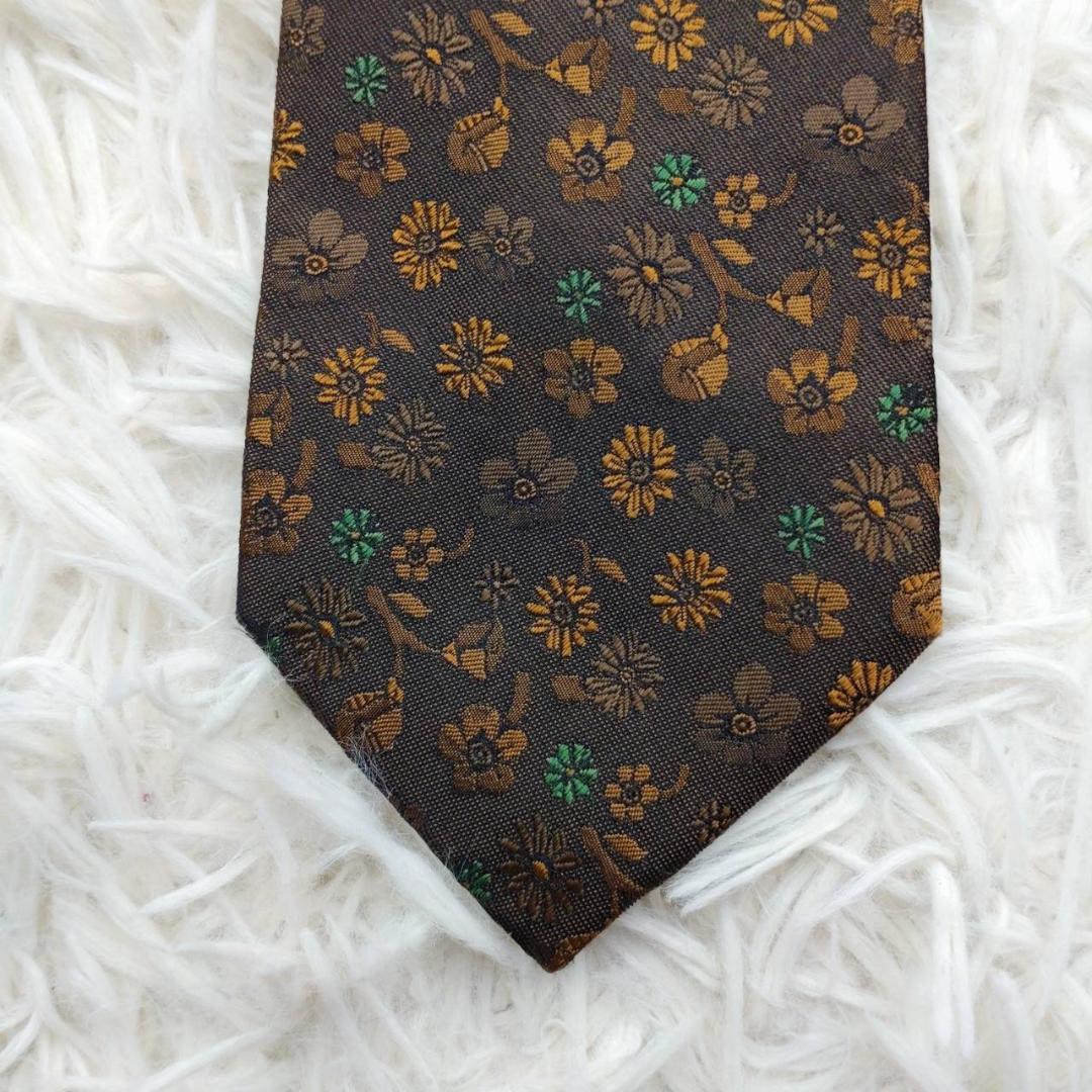コムデギャルソン 高級シルクネクタイ 総柄 ダークブラウン
