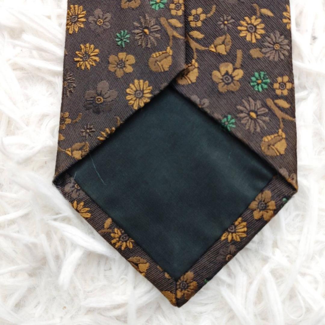 コムデギャルソン 高級シルクネクタイ 総柄 ダークブラウン