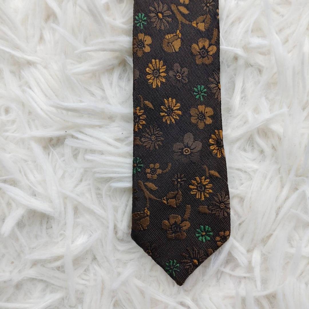 コムデギャルソン 高級シルクネクタイ 総柄 ダークブラウン