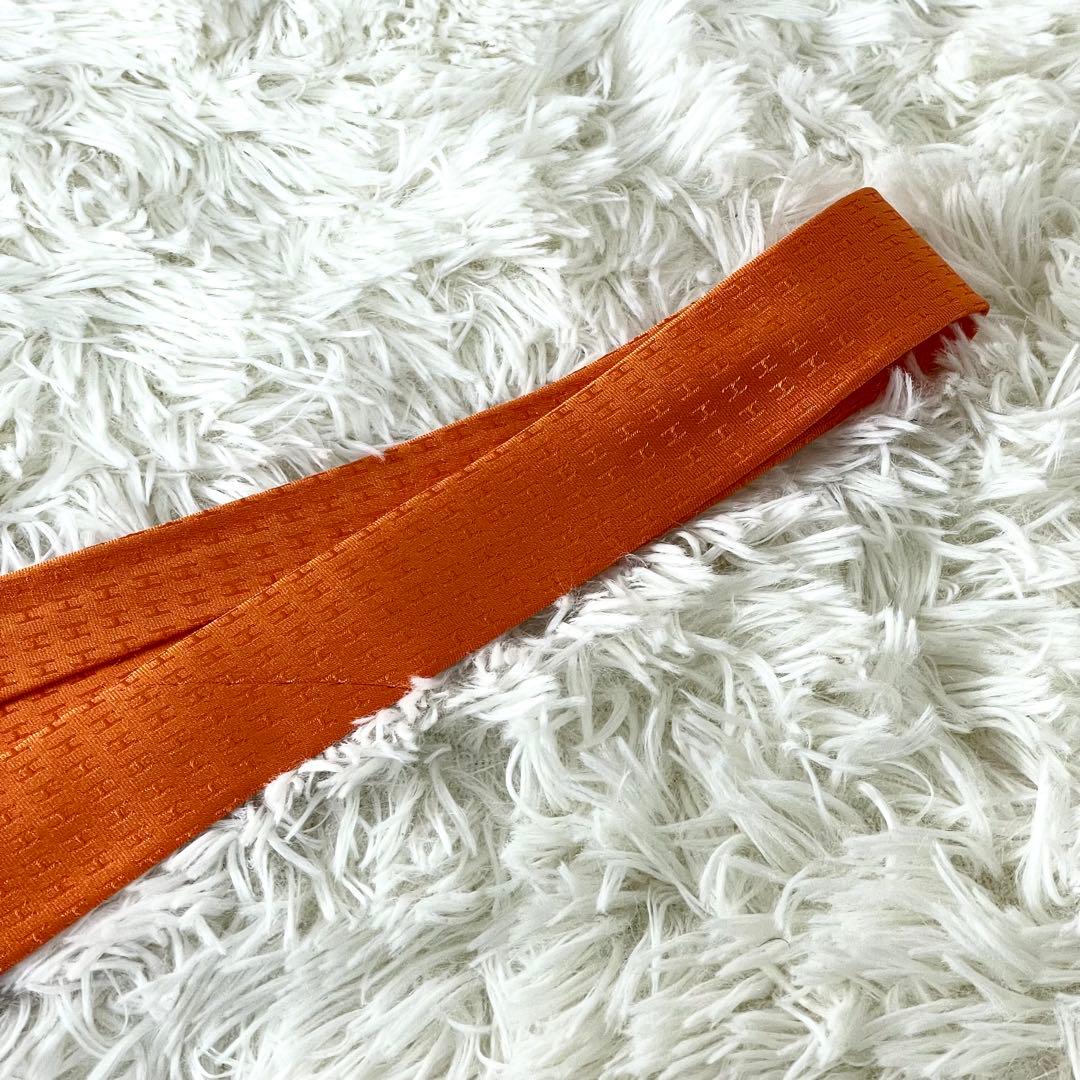 エルメス　HERMES ネクタイ　H柄　オレンジ　橙色　メンズ　ビジネス　通勤