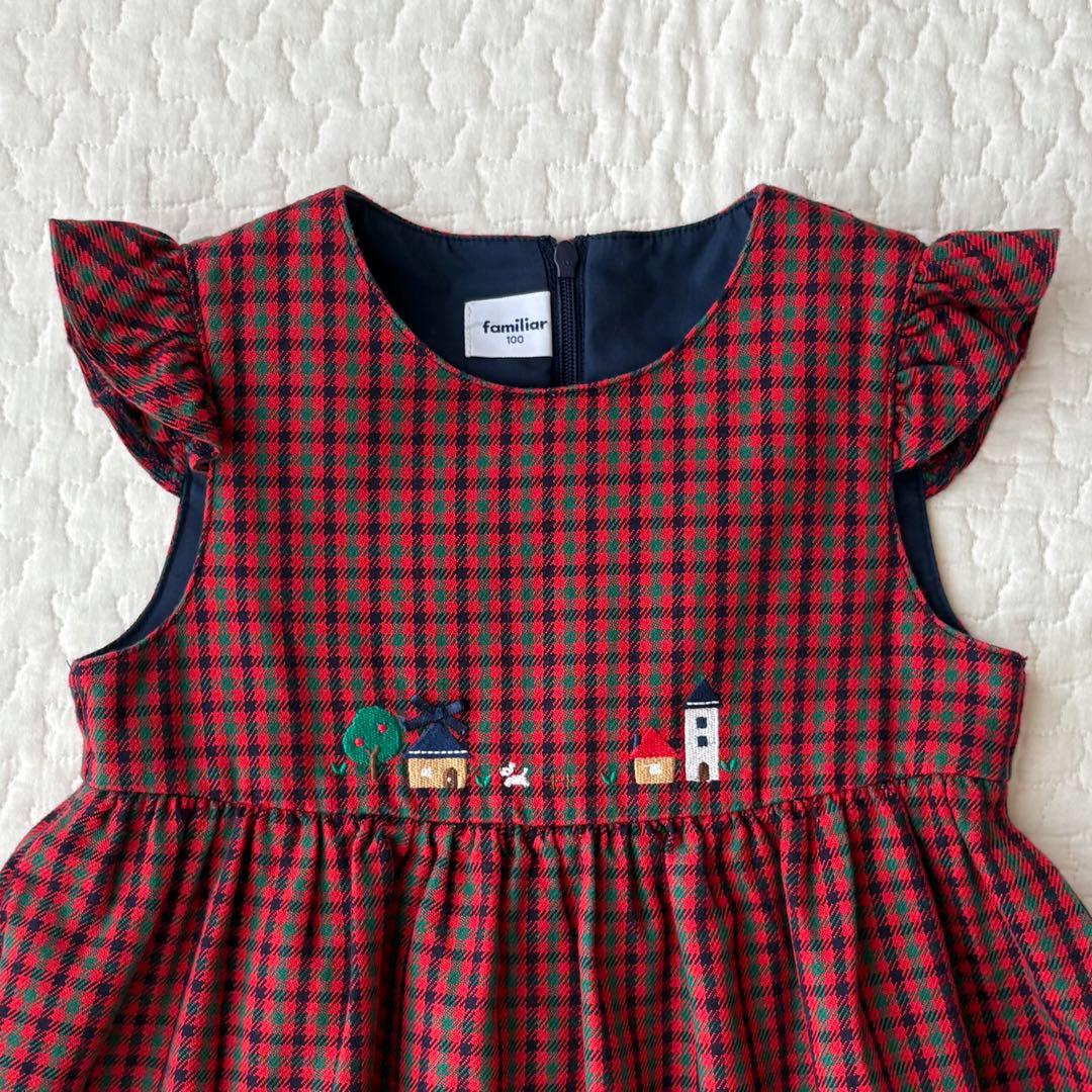 現行品　ファミリア　チェック　ワンピース 100