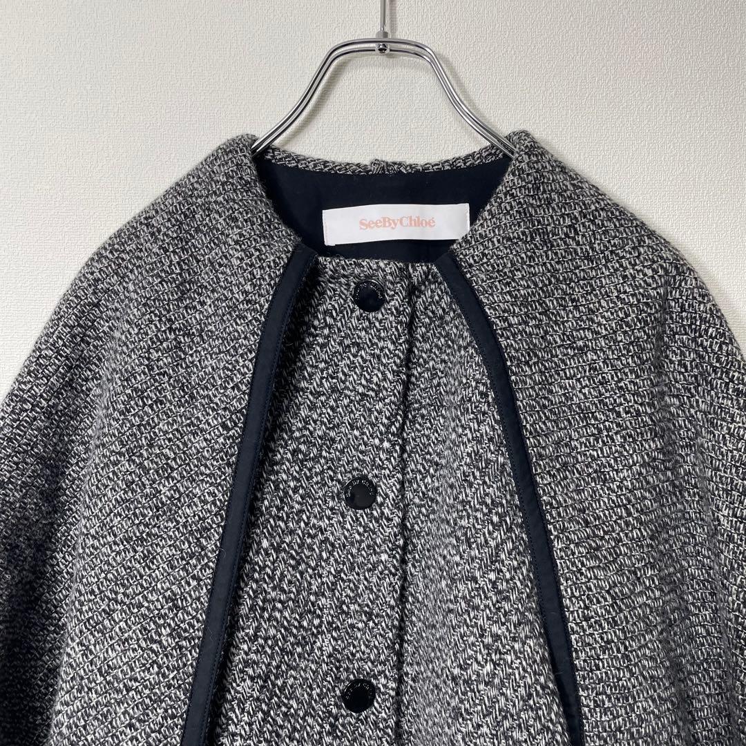 【新品タグ付き】SeeByChloe ニットポンチョコート ウール グレー