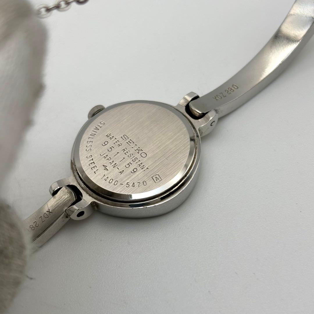 稼働品✨SEIKO セイコー ブルー 菱形 バングル 腕時計 レディース ブレス