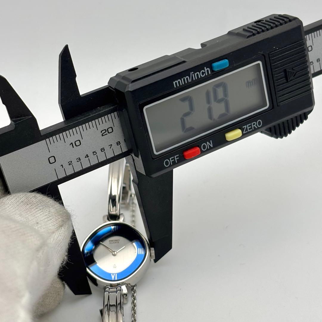 稼働品✨SEIKO セイコー ブルー 菱形 バングル 腕時計 レディース ブレス