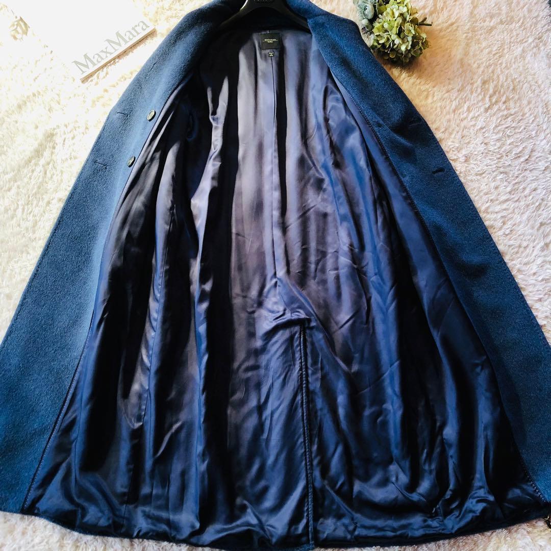 48大きめ✨希少色 22年 未使用級 マックスマーラ アルパカコートモヘヤ 青