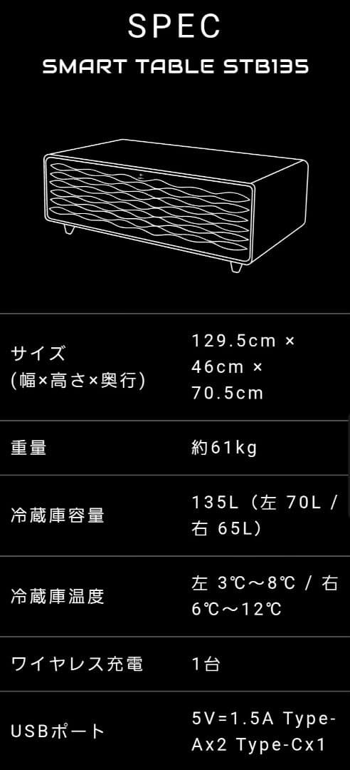 Loozer 2023年製 スマートテーブル 冷蔵庫 STB135