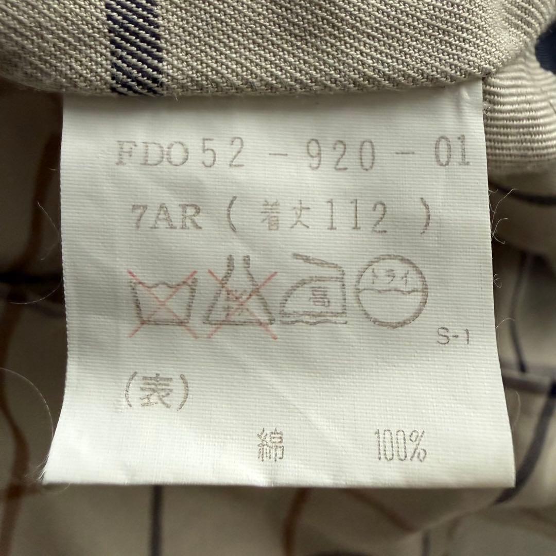 美品 着丈112 バーバリー ベルト付 トレンチコート チェック ホワイト系