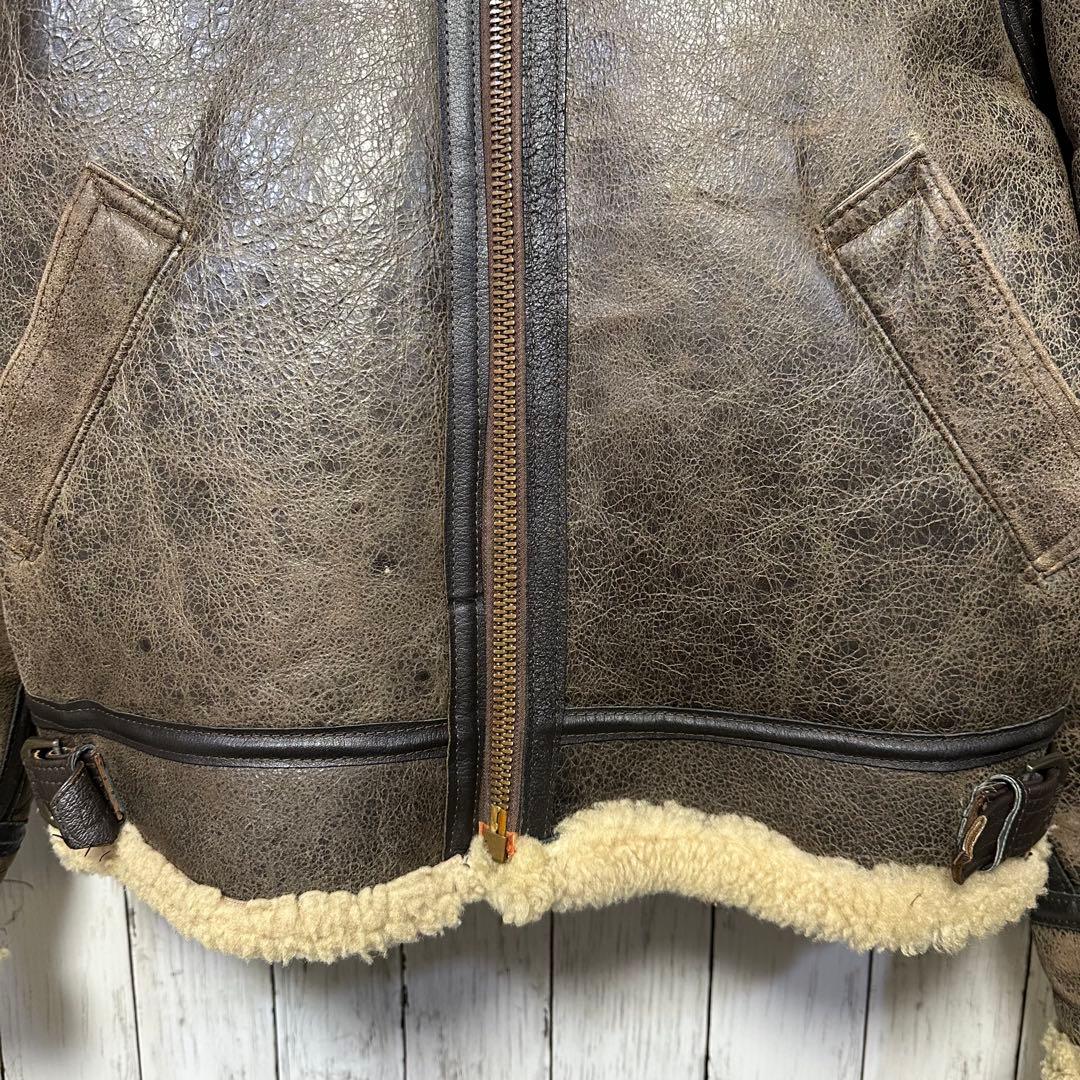 【AVIREX☆B3リアルムートン】フライトジャケット☆USA製☆L ブラウン