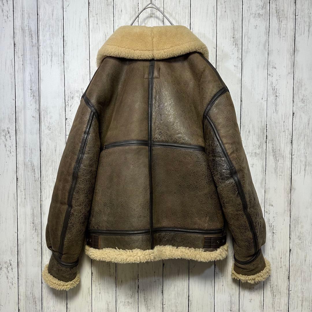 【AVIREX☆B3リアルムートン】フライトジャケット☆USA製☆L ブラウン