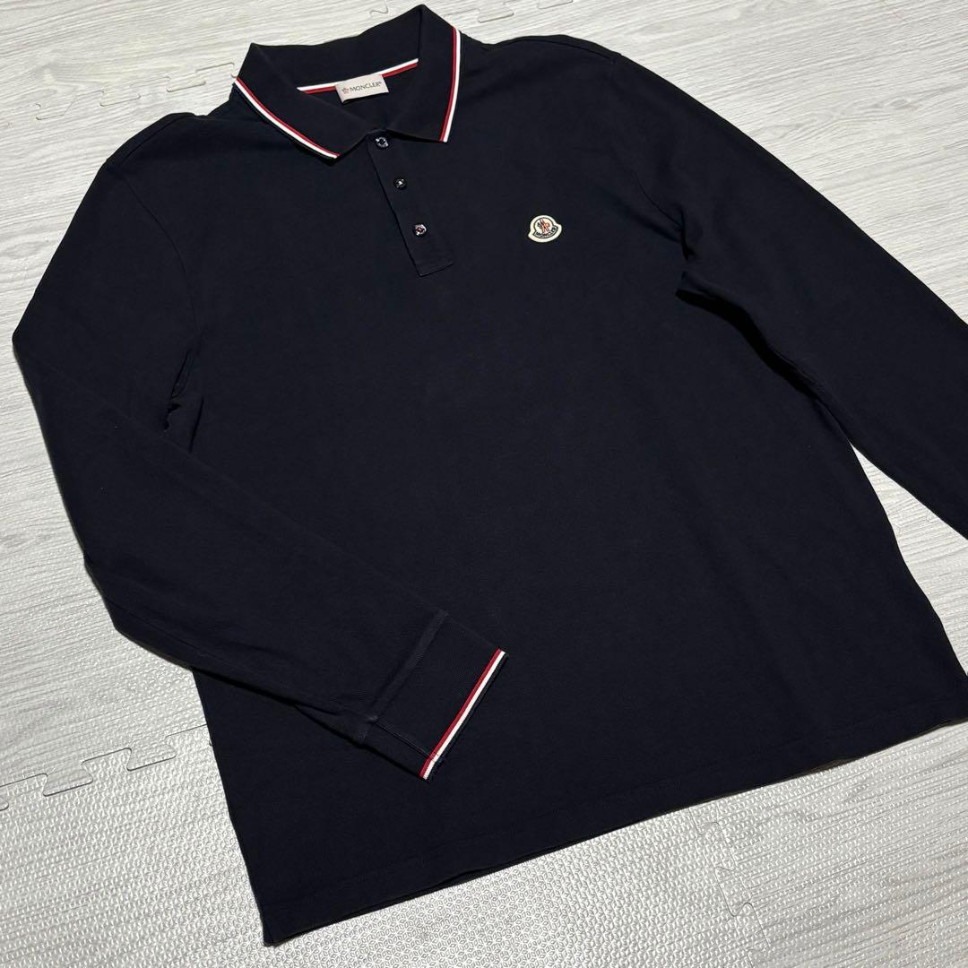 【極美品】モンクレール　長袖　ポロシャツ　ネイビー　XXLサイズ