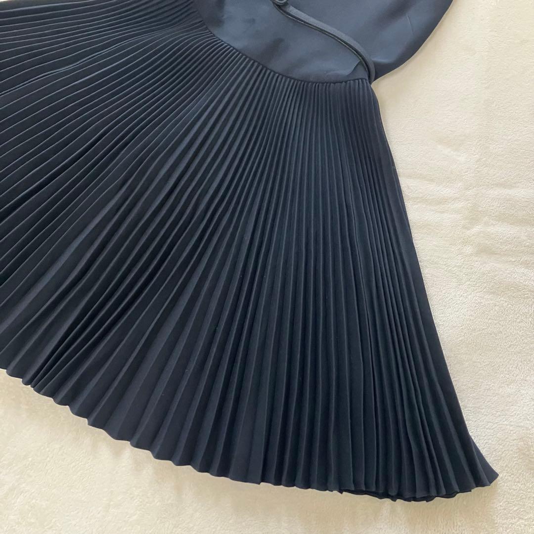 ★美品★ディオール　プリーツドレス　36 ワンピース　シルク　ウール ベルト