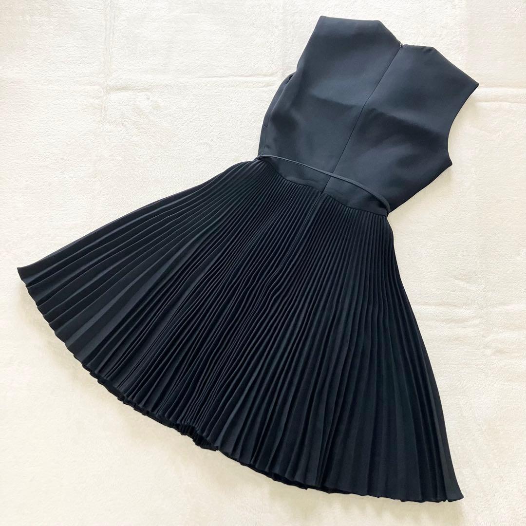 ★美品★ディオール　プリーツドレス　36 ワンピース　シルク　ウール ベルト