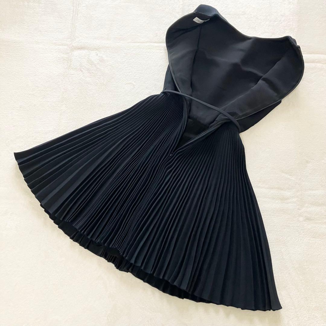 ★美品★ディオール　プリーツドレス　36 ワンピース　シルク　ウール ベルト