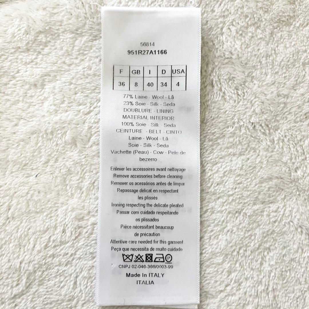 ★美品★ディオール　プリーツドレス　36 ワンピース　シルク　ウール ベルト