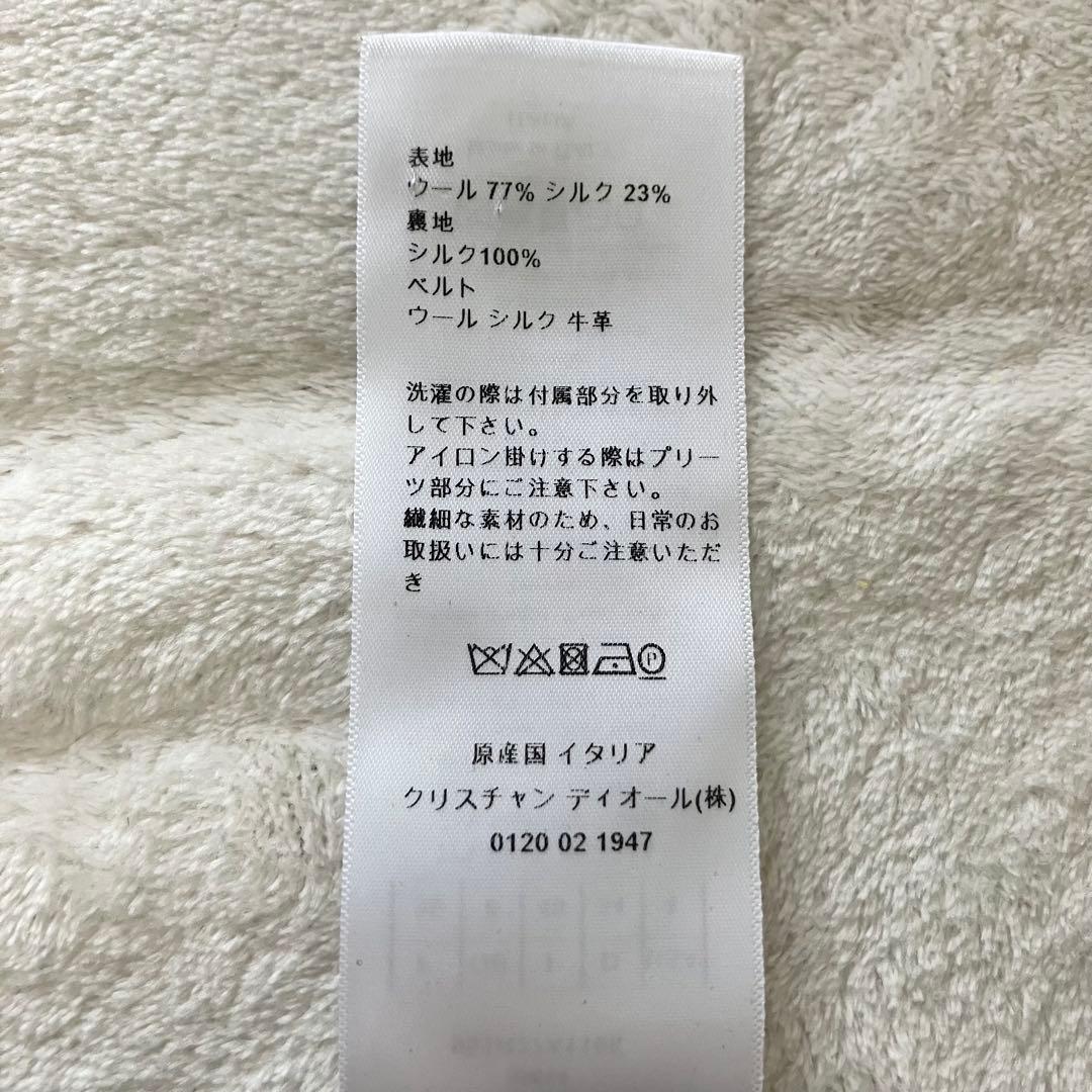 ★美品★ディオール　プリーツドレス　36 ワンピース　シルク　ウール ベルト