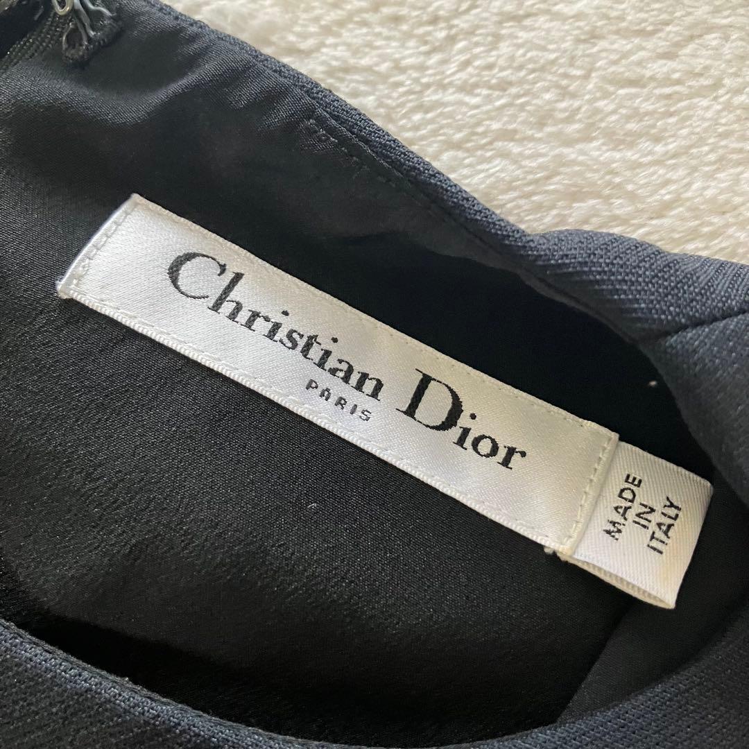 ★美品★ディオール　プリーツドレス　36 ワンピース　シルク　ウール ベルト