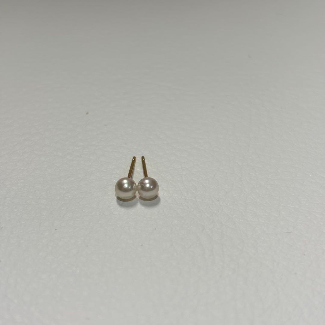 502 パールピアス　あこや真珠　3.9mm K18YG