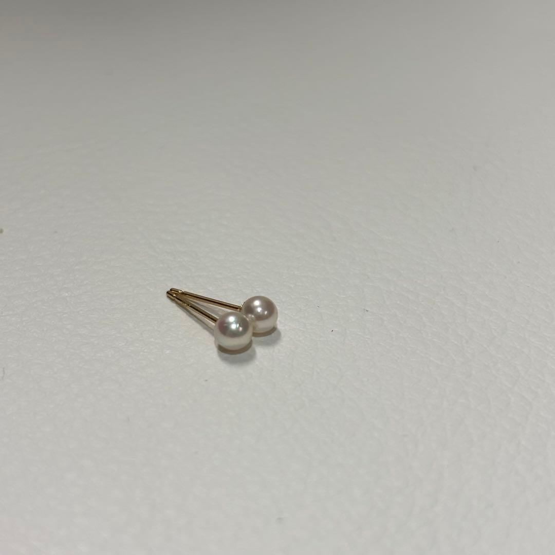 502 パールピアス　あこや真珠　3.9mm K18YG