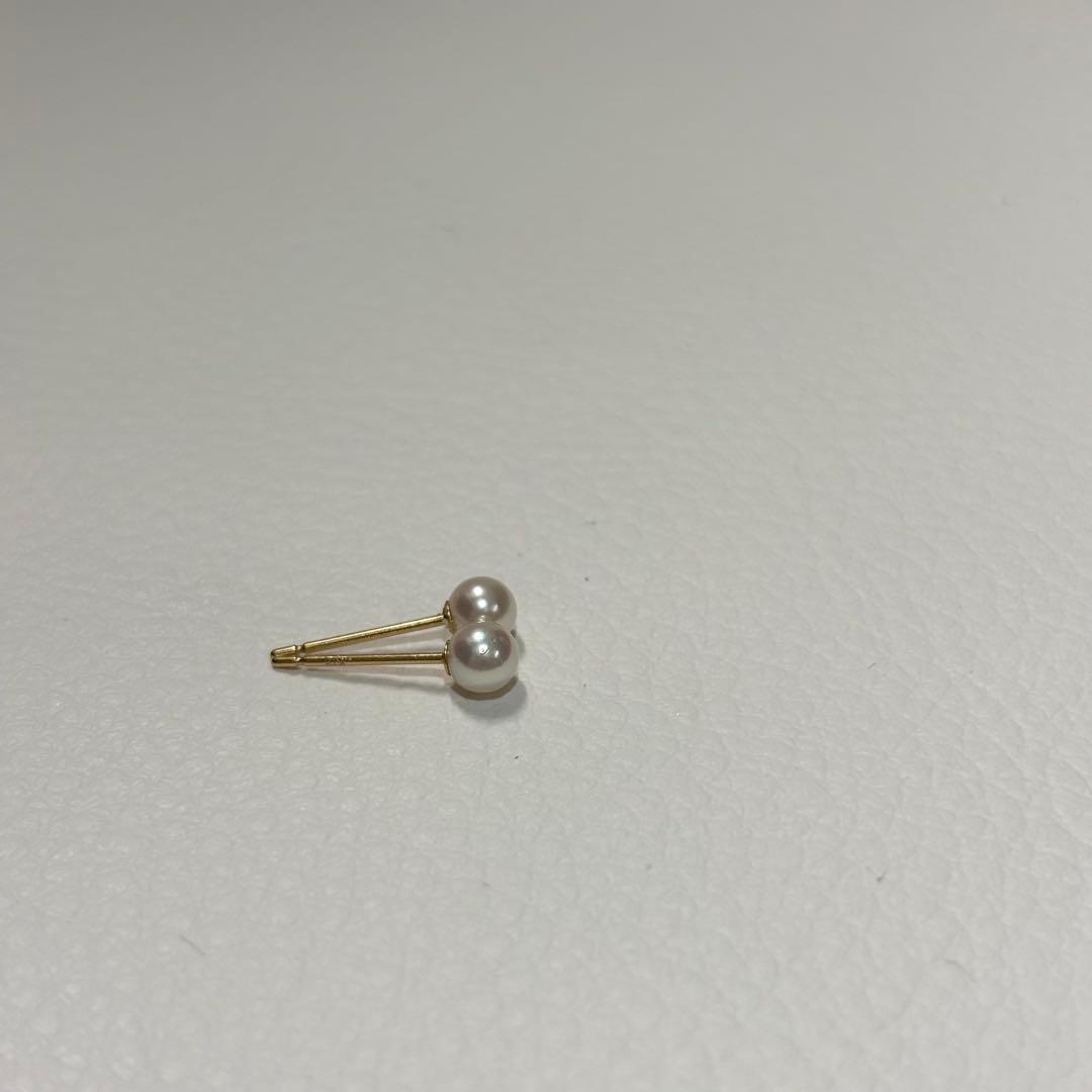 502 パールピアス　あこや真珠　3.9mm K18YG